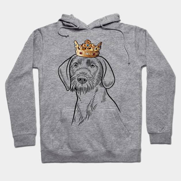 Wirehaired Pointing Griffon Dog King Queen Wearing Crown Hoodie by millersye